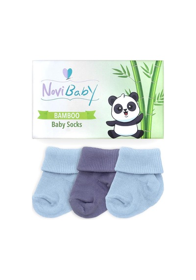 Novibaby 3'lü Bambu Yenidoğan Bebek Çorabı I Blue Stone I 0-6 ay "Karışık Renkli"