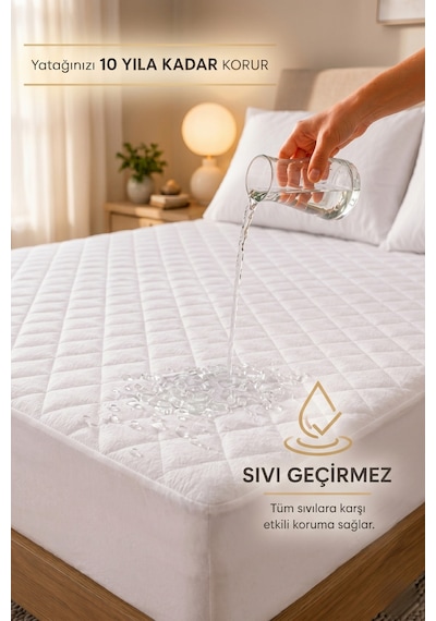 Formeya Adelya Mikrofiber Kapitone Fitted Sıvı Geçirmez Alez Beyaz