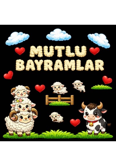 Kurban Bayramı Temalı Okul Panosu Figür Seti Hazır Kesim Sınıf Süsü