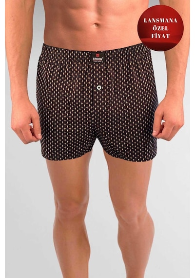 Erdem Siyah Baskılı Desenli Penye Boxer 1400ysk Siyah