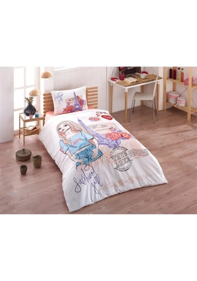Kız Çocuk Tek Kişilik Uyku Seti Pudra