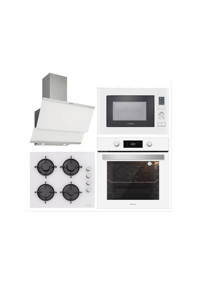Silverline BO6504W01 - CS5349W01 - 3420 Classy 60 - MW9018W01 Beyaz Cam Ankastre Set