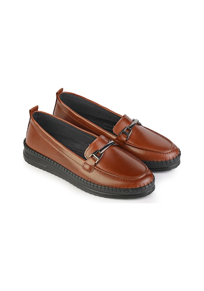 Ern Shoes Kadın Rahat Anatomik İçi Hakiki Deri Tam Ortopedik Ayakkabı Taba