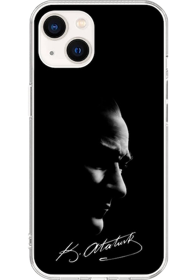 Apple Uyumlu iPhone 15 Plus Şeffaf Kılıf Atatürk 1 Tasarımlı