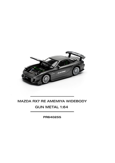 Pop Race Mazda Rx-7 Re-amemıya Gun Metal 1/64 Siyah
