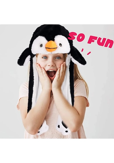 Mj Toys Kulakları Hareket Eden Beyaz Penguen Peluş Şapka