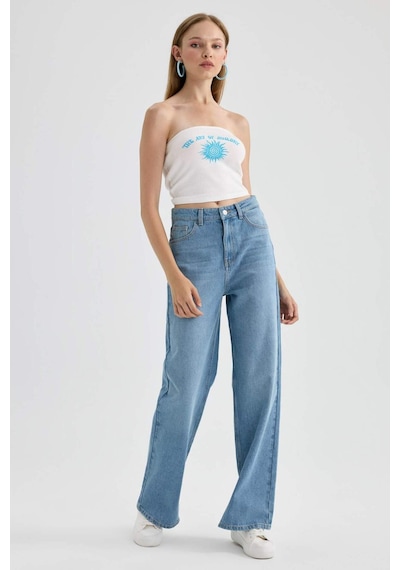 Defacto Baskılı Straplez Fitilli Kaşkorse Bluz B3998AX23HSWT32