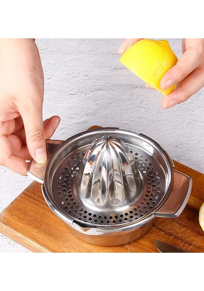 Narenciye Sıkacağı Paslanmaz Portakal Sıkacağı Krom Limon Sıkacağı Çap 17 Cm Açık Gri