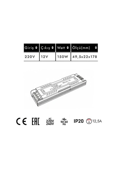 12v 12.5 Amper Led Trafosu