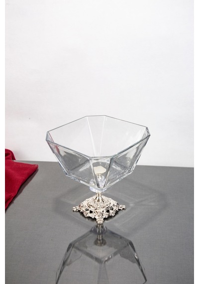 Argkristal Krn Gümüş Salata Kasesi Metal Ayaklı 19x19x19 Gümüş