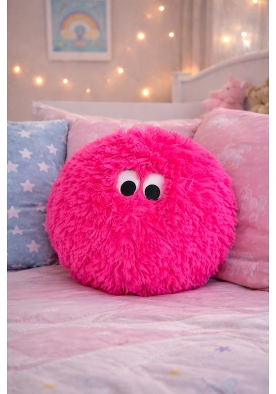 Merty Avm Peluş Yastık 35cm Yumuşak Dekoratif Yastık Çocuk Genç Odası Süs Yastığı 046 - Pembe