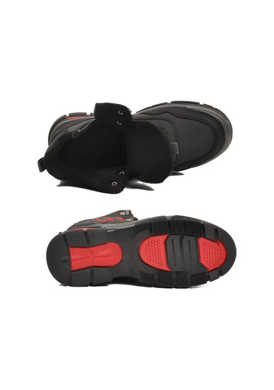 Siyah Kırmızı Kaymaz Taban Fermuarlı Unisex Outdoor Bot 444 G Siyah-kırmızı