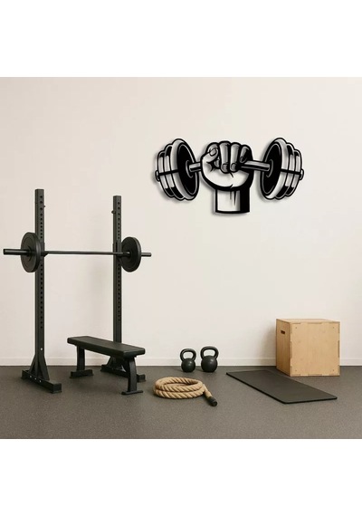 Power Lifting Halterci Metal Duvar Tablosu Siyah