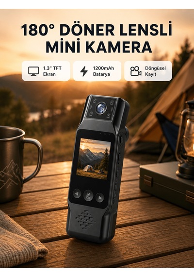 Shnstore 180 Döner Lensli Mini Kamera 1080p Full Hd Hareket Algılama 1200mah Shntknd0720