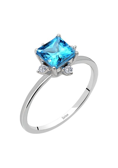 Sirius Pırlanta Ve Prenses Kesim Mavi Topaz Freyjayüzük 0823R0184