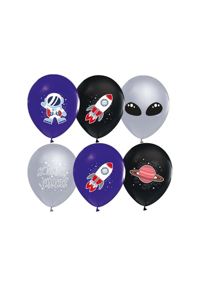 Balonevi Balon 4+1 Kozmik Galaksi Baskılı 12" 8 Li Çok Renkli