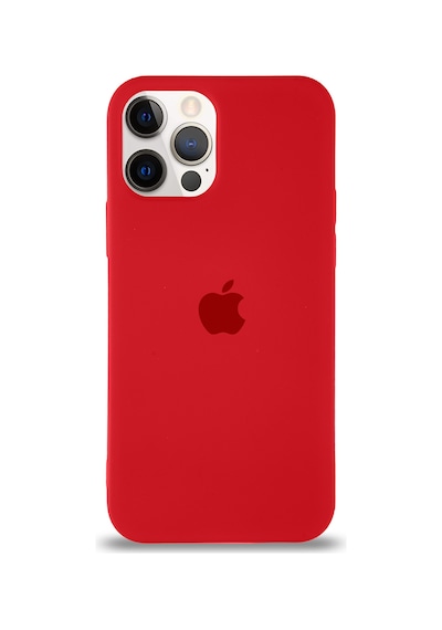 Apple Uyumlu  iPhone 12 Pro Max ile Logolu Silikon Kılıf Altı Kapalı İçi Kadife Lansman Arka Kapak