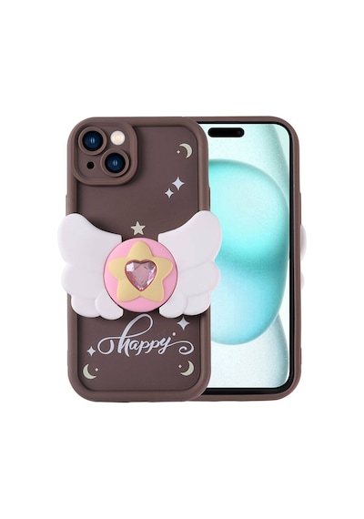Zore Apple Uyumlu iPhone 15 Plus Kılıf Kamera Korumalı Figür Tasarımlı Kapya Kapak-koyu Kahve Koyu Kahve