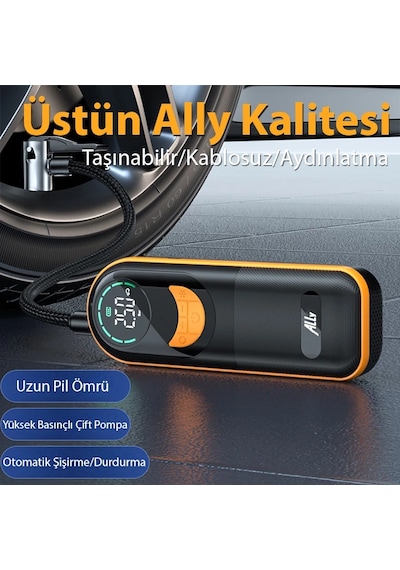 Ally St-5520 Dijital Basınç Göstergeli Oto Lastik Şişirme Pompası Hava Kompresörü- 5775