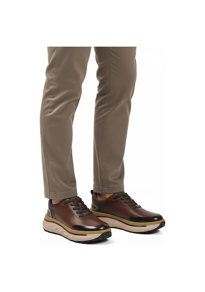 Kahve Hakiki Deri Bağcıklı Erkek Sneaker 152-22390 M Kahve