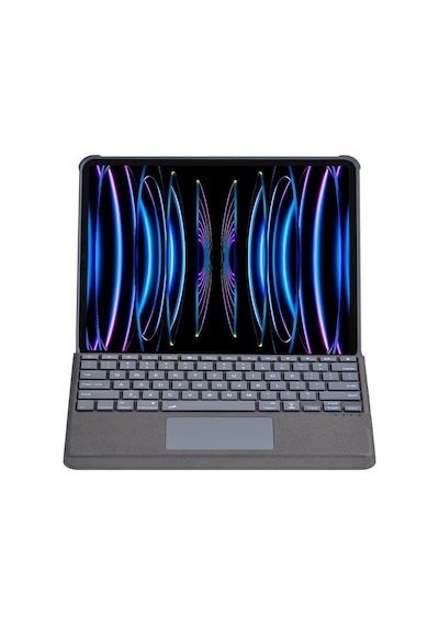 Apple T5509d İpad Pro 12.9 2022 Kılıf Palermo Ledli Klavyeli Standlı Tablet Kılıfı - Siyah