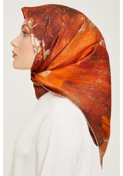Armine Twill İpek Eşarp 23ka9015 07 - Turuncu