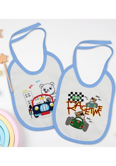 BK Kids Sevimli Sürücü Tasarımlı 2’li Mavi Mama Önlüğü-1 Mavi