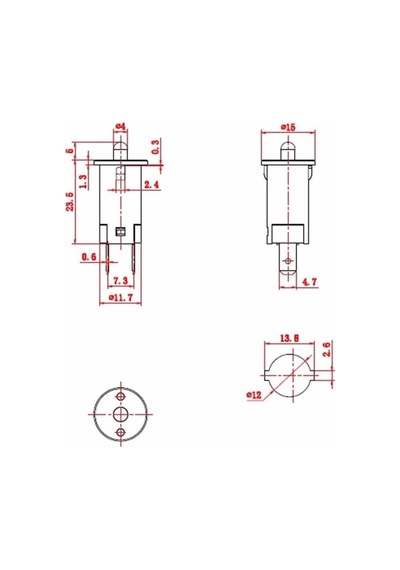 Ic-187a Ters Kapak Switch Normalde Kapalı Kontak 12mm Siyah 1 Adet