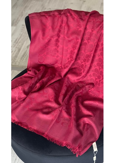 C Desen Yün İpek Şal İnce Kumaş Çift Taraflı Silk Scarfs Bordo