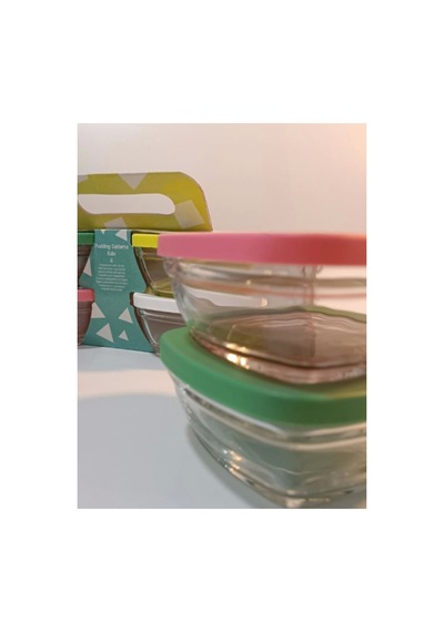 Pudding Silikon Kapaklı Cam Saklama Kabı 12 Li Kahvaltılık Beyaz