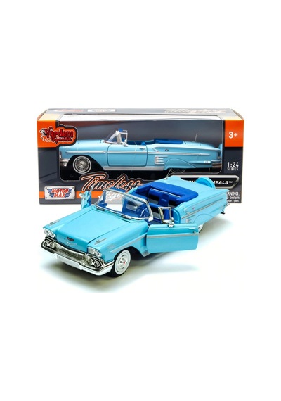1:24 1958 Chevy Impala Metal Lisanslı Model Araba - Mavi Klasik Koleksiyonluk Çok Renkli