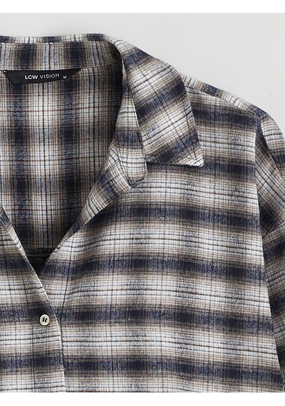 Lcw Vision Kahverengi Ekose Oversize Kadın Oduncu Gömlek