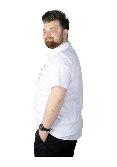 Mode Xl Büyük Beden Gömlek Baskılı Bestroy 22364 Beyaz 001