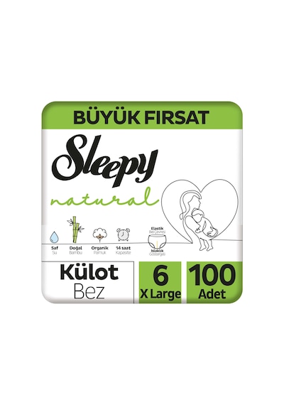 Sleepy Natural Külot Bez 6 Numara XLarge Büyük Fırsat Paketi 100 Adet 5'li