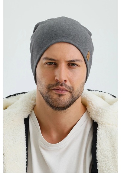 Erkek Termal %100 Pamuklu Soft 2 Stil 1 Arada Bere Premium Cuts Serisi - Standart / Gri Gri