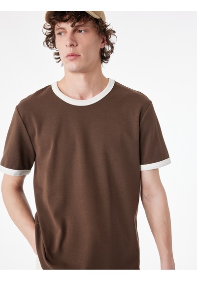 Koton Kısa Kollu Biyeli Pamuklu Tok Kumaş Bisiklet Yaka Slim Fit Tişört Kahverengi 6sam10278mk Kahve Koton Kısa Kollu Biyeli Pamuklu Tok Kumaş Bisiklet Yaka Slim Fit Tişört Kahverengi 6sam10278mk Kahve