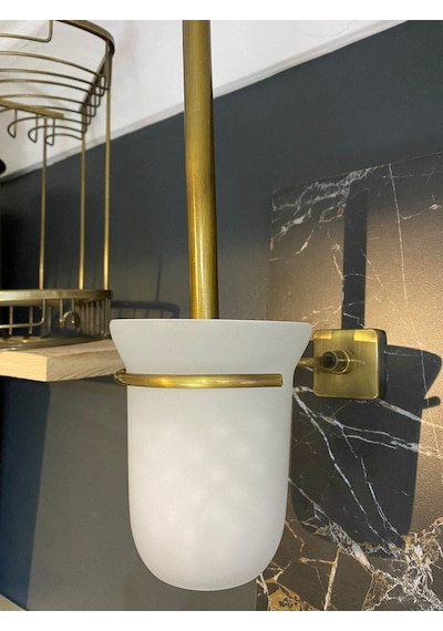 İsaoğlu Yapı Mat Gold Tuvalet Fırçası Antik Gold Tuvalet Fırçalık Komple Pirinç Paslanmaz Gold