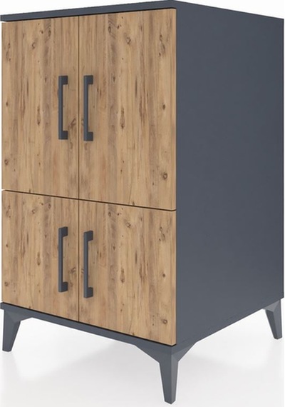 Kronos Komodin 2 Raflı 4 Kapaklı 60x59x96 Antrasit-çam Antrasit