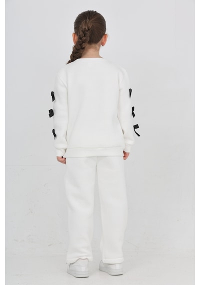 Erdem Kıds Kız Çocuk 3 İplik Şardonlu Kurdele Detaylı Basic Sweatshirt-bol Kesim Palazzo Eşofman Takım Ekru Ekru Erdem Kıds Kız Çocuk 3 İplik Şardonlu Kurdele Detaylı Basic Sweatshirt-bol Kesim Palazzo Eşofman Takım Ekru Ekru
