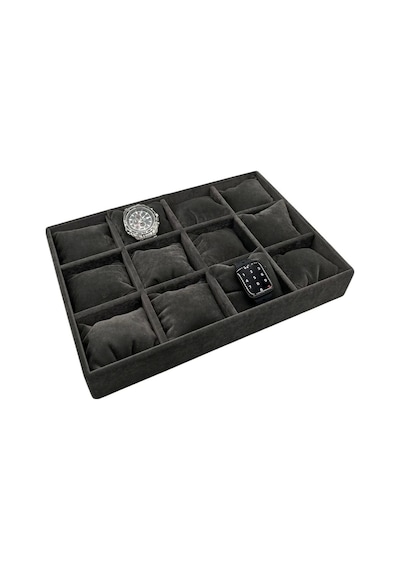 Yerli Üretim Süet Kumaş Füme Renk 34/24 Cm Yastıklı Çekmece Içi Yastıklı Saat Ve Takı Kutusu Çok Renkli