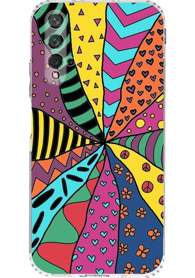 Huawei Nova 5t İle Uyumlu Retro Color 4 Kamera Korumalı Şeffaf Kılıf Şeffaf