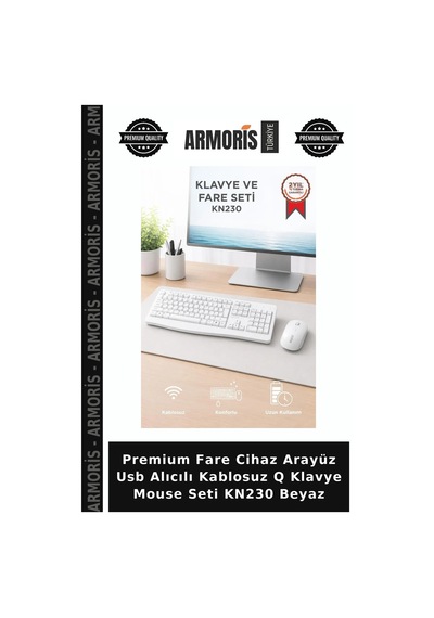 Premium Fare Cihaz Arayüz Usb Alıcılı Kablosuz Q Klavye Mouse Seti Kn230 Beyaz Diğer