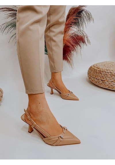 Ervanın Butiği Ten Deri Moss Toka Detay Kadın Stiletto-3539