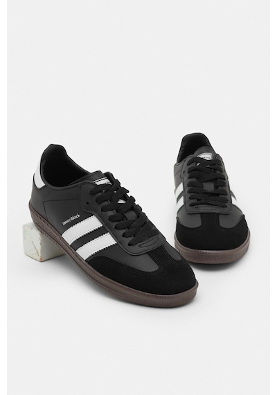 Tonny Black Termo Taban Yanı Şeritli Bağcıklı Unisex Siyah Beyaz Spor Ayakkabı Tbzer020 Siyah Beyaz