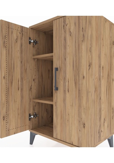 Hyperion Komodin 2 Raflı 2 Kapaklı 60x44x106 Çam-çam Çam