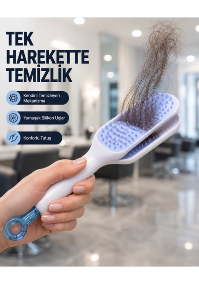 Lexroo Kendi Kendini Temizleyen Saç Tarağı Anti-statik, Silikon