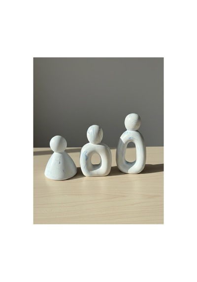 Dekoratif Soyut İnsan Figürlü Üçlü Aile Set
