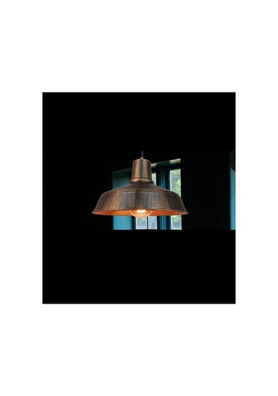 Retro Rustik Fırcalı Patinalı Metal Sarkıt Vintage Avize 36 Cm Siyah