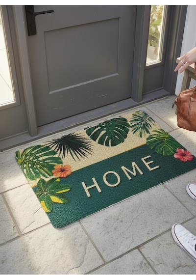Hijyenik Kıvırcık Paspas 40x60 Cm - Islaklık Emici Kapı Önü Paspası Yeşil