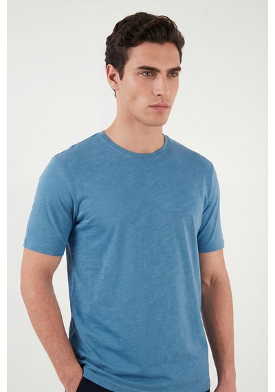 Buratti Bisiklet Yaka % 100 Pamuk Regular Fit Basic Erkek T Shirt 59020001 Mavi